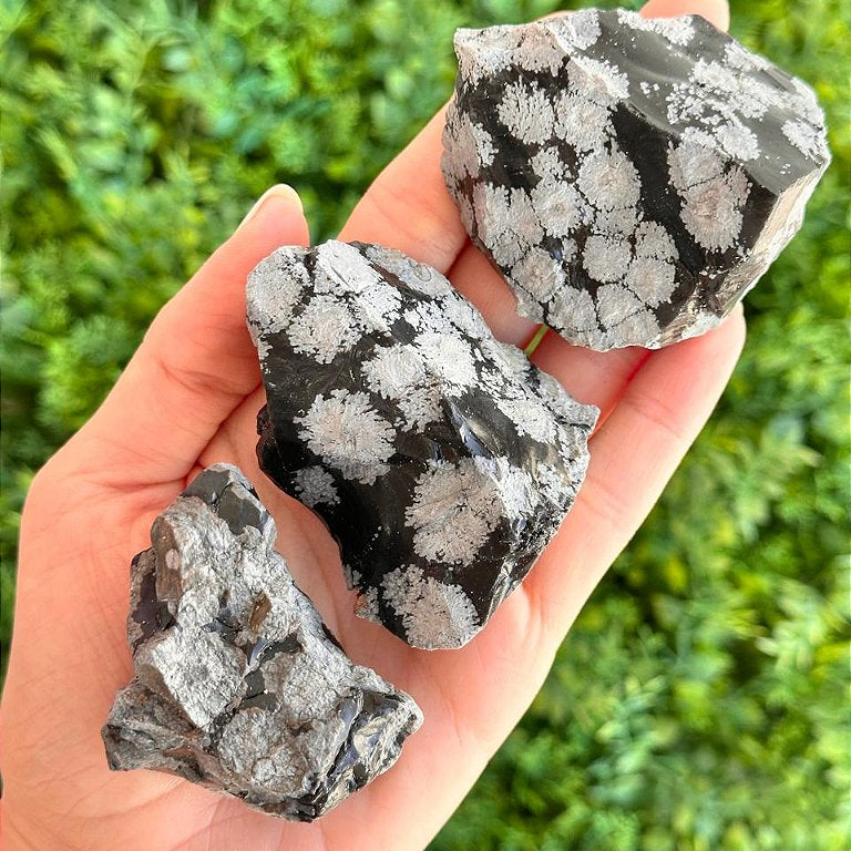 Obsidiana Floco de Neve Bruta G - Estresse, Desapego e Receptividade