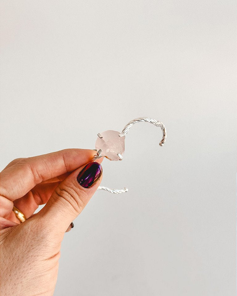 Bracelete Fada de Quartzo Rosa - Pedra do Amor - Cura do Coração, Amor Próprio, Perdão e Gratidão