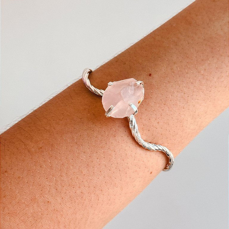Bracelete Fada de Quartzo Rosa - Pedra do Amor - Cura do Coração, Amor Próprio, Perdão e Gratidão