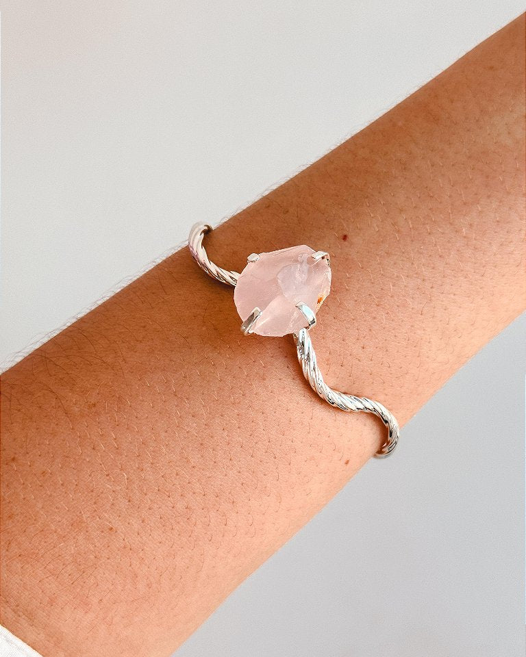 Bracelete Fada de Quartzo Rosa - Pedra do Amor - Cura do Coração, Amor Próprio, Perdão e Gratidão