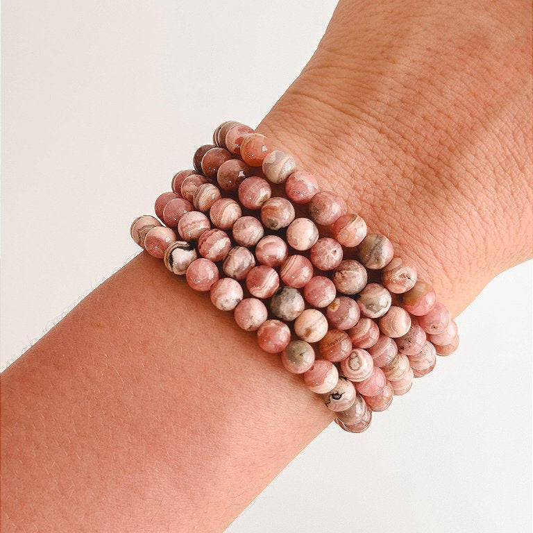 Pulseira de Rodocrosita Redonda 6mm - Libido, Altruísmo e Compaixão - Melhora os Relacionamentos