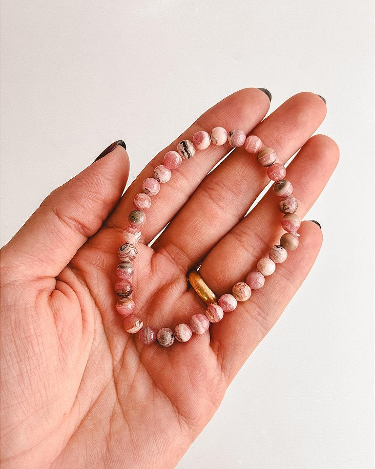 Pulseira de Rodocrosita Redonda 6mm - Libido, Altruísmo e Compaixão - Melhora os Relacionamentos