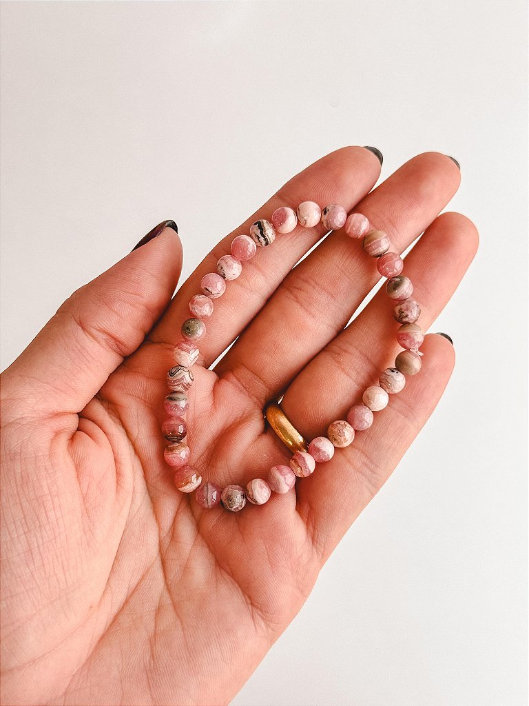 Pulseira de Rodocrosita Redonda 6mm - Libido, Altruísmo e Compaixão - Melhora os Relacionamentos