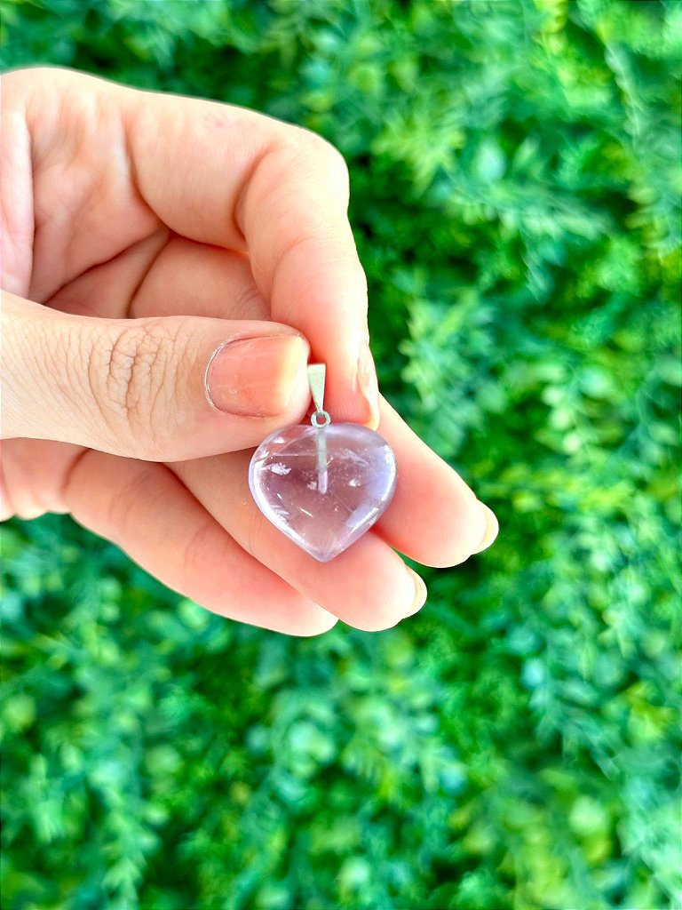Pingente de Coração de Ametista Prateado - Intuição, Conexão, Espiritualidade e Eleva a Vibração