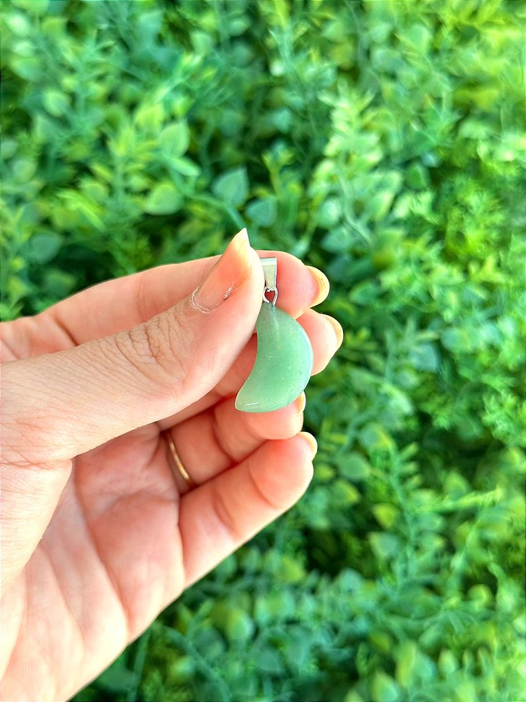 Pingente de Quartzo Verde - Lua - Saúde e Equilíbrio