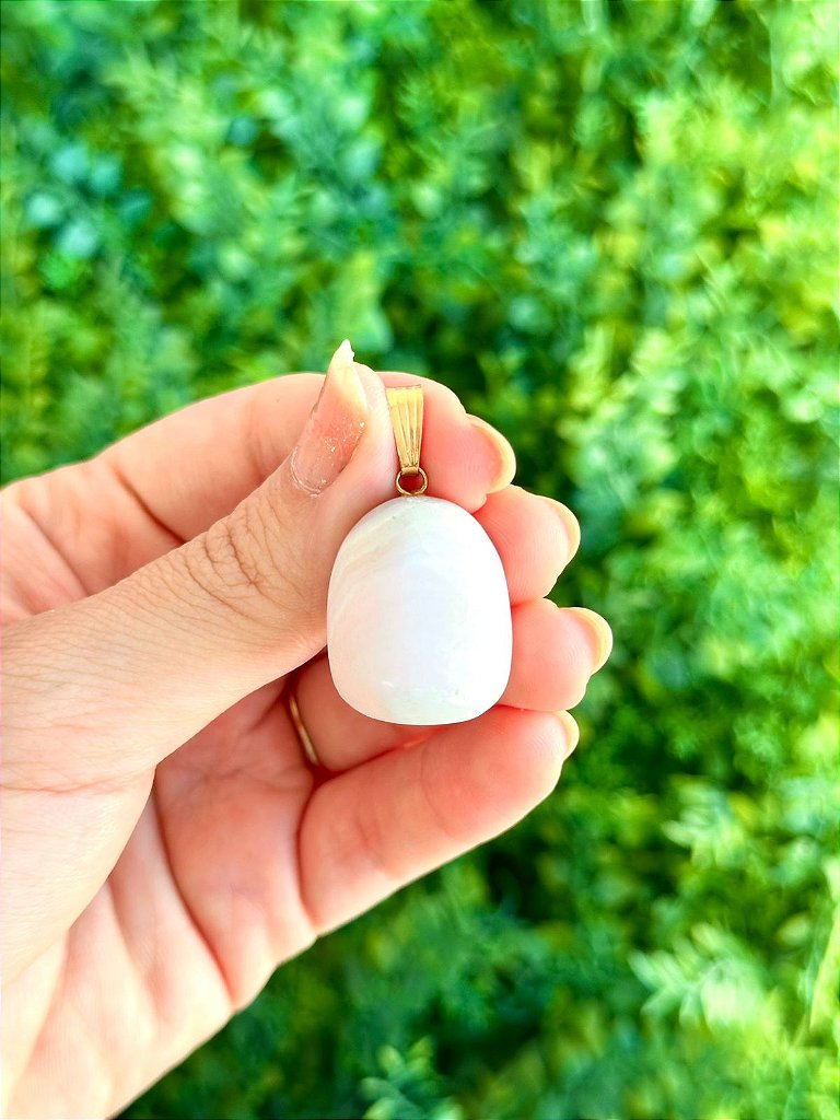 Pingente de Calcita Mangano Rolado - Dourado - Cura de Traumas de Infância, Libertação do Passado e Acolhimento