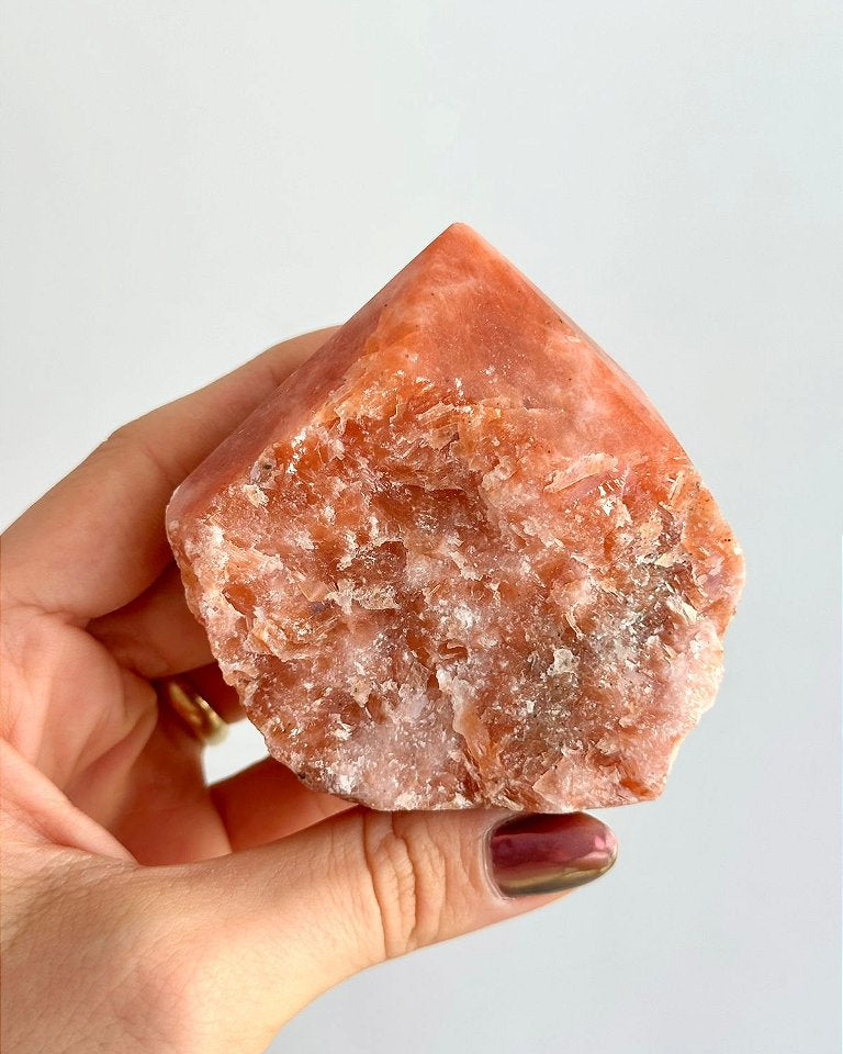 Ponta Geradora de Calcita Laranja - Pedra da Alegria, Vitalidade e Expressão