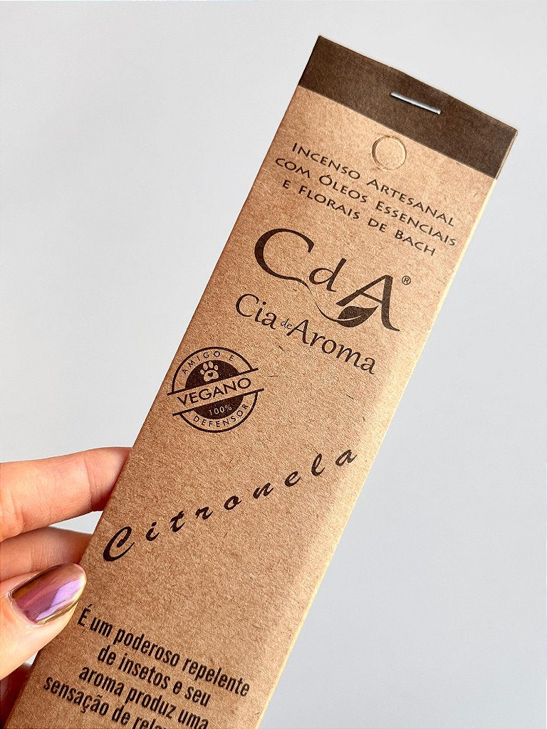 Incenso Natural Cia de Aroma - Citronela - Relaxamento; Repele Insetos