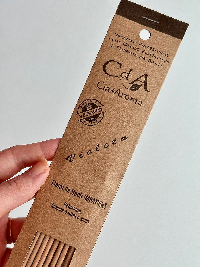 Incenso Natural Cia de Aroma - Violeta - Relaxante; Melhora o Sono