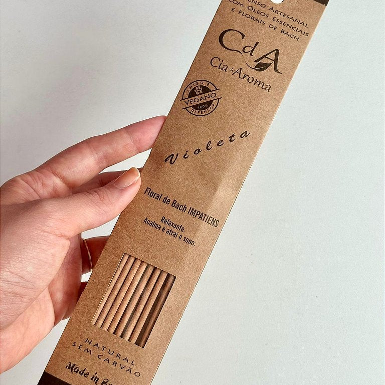 Incenso Natural Cia de Aroma - Violeta - Relaxante; Melhora o Sono