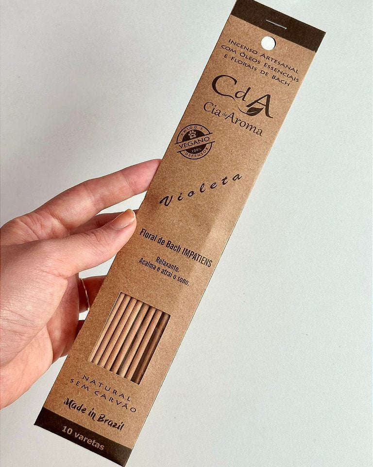 Incenso Natural Cia de Aroma - Violeta - Relaxante; Melhora o Sono