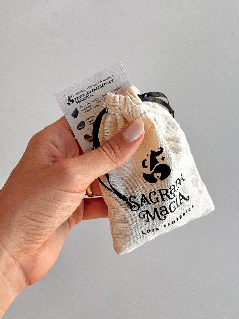 Conjunto Proteção Energética e Espiritual - Turmalina Negra, Hematita e Olho de Tigre
