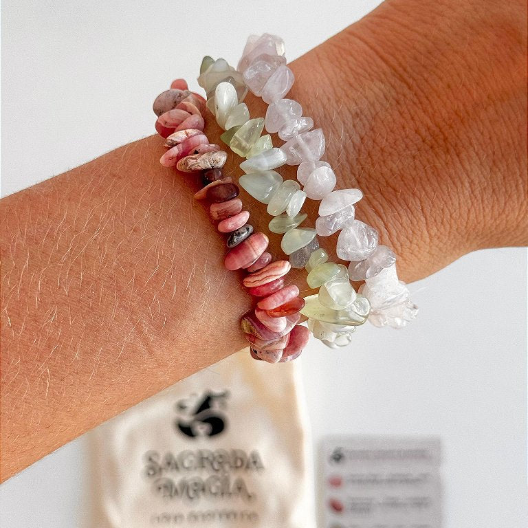 Conjunto Autoestima e Amor-próprio - Rodocrosita, Quartzo Rosa e Jade