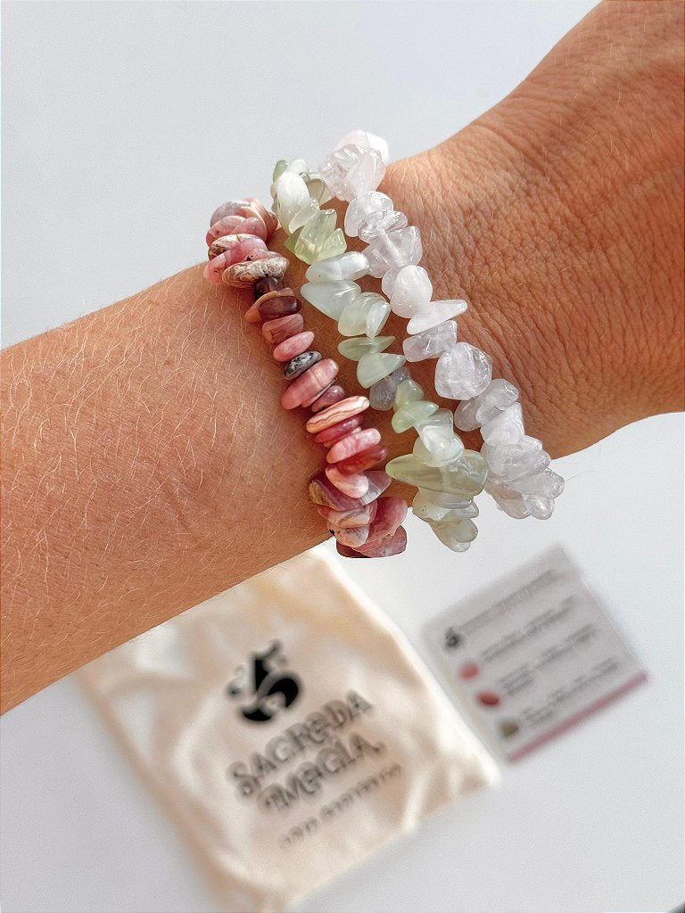 Conjunto Autoestima e Amor-próprio - Rodocrosita, Quartzo Rosa e Jade