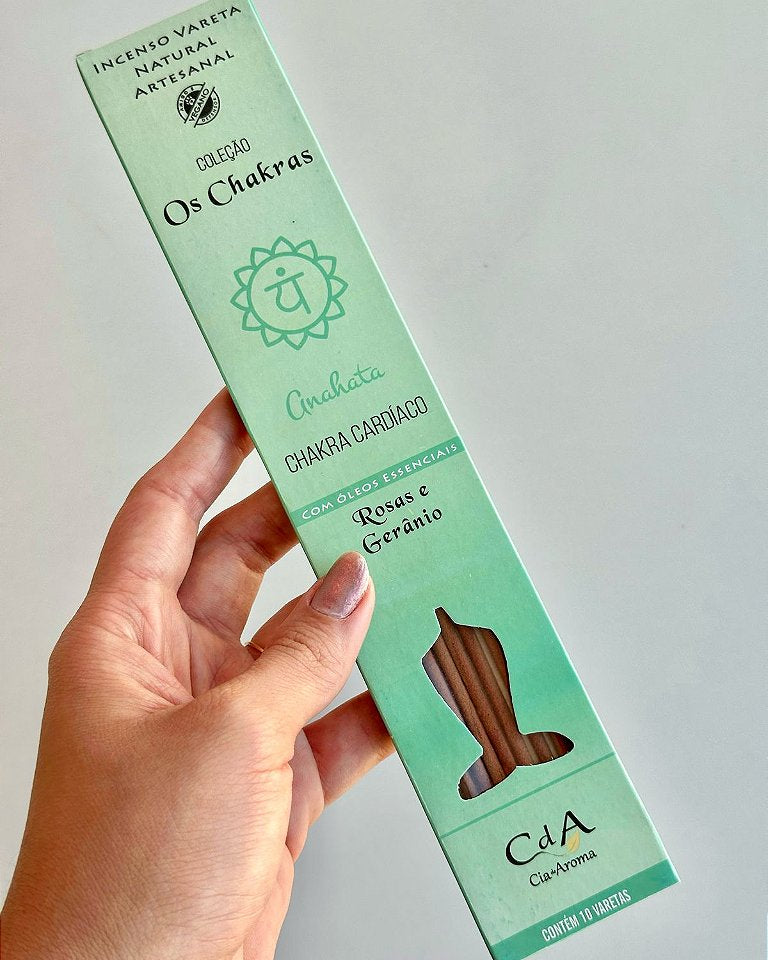 Incenso Natural Cia de Aroma Chakras - Chakra Cardíaco - Rosas e Gerânio