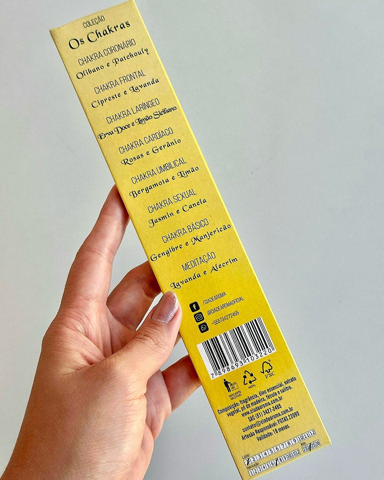 Incenso Natural Cia de Aroma Chakras - Chakra Plexo Solar - Bergamota e Limão