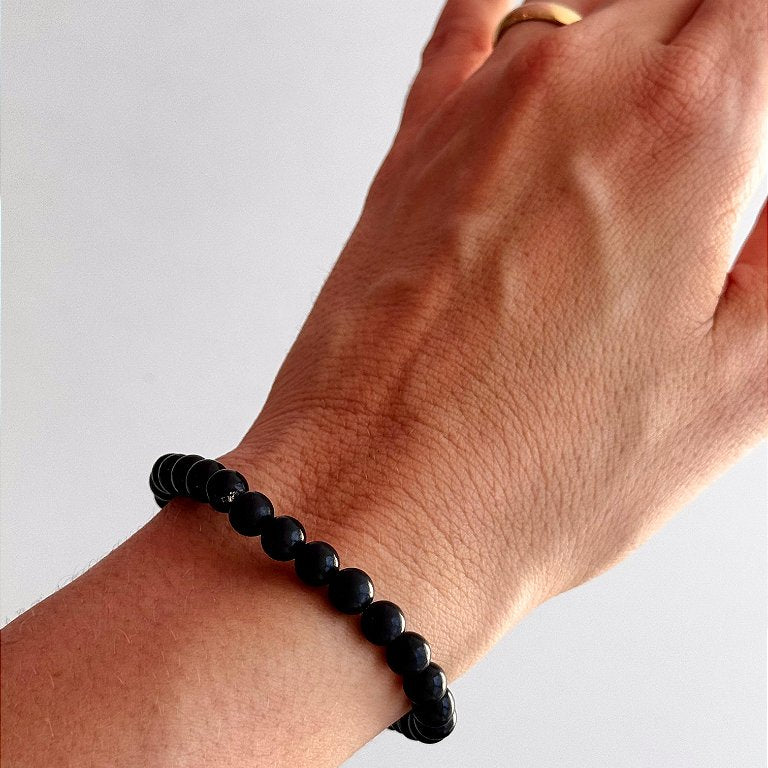 Pulseira de Shungita Redonda 6mm - Pedra da Vida; Recuperação e Purificação de Doenças