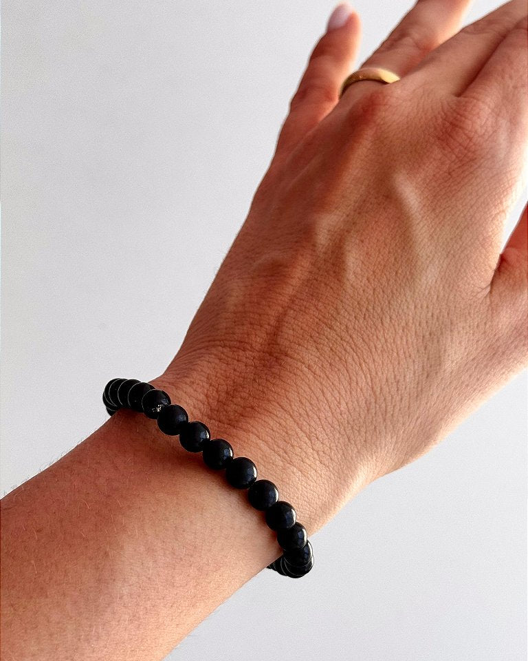 Pulseira de Shungita Redonda 6mm - Pedra da Vida; Recuperação e Purificação de Doenças