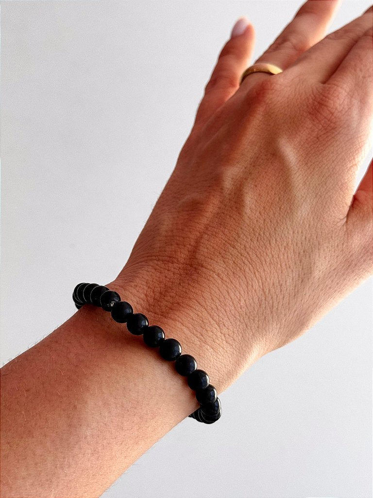 Pulseira de Shungita Redonda 6mm - Pedra da Vida; Recuperação e Purificação de Doenças