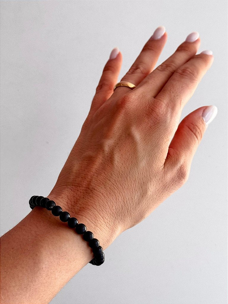 Pulseira de Shungita Redonda 6mm - Pedra da Vida; Recuperação e Purificação de Doenças