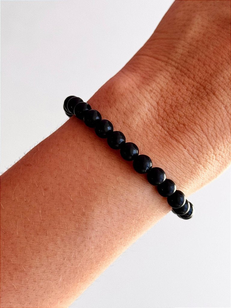 Pulseira de Shungita Redonda 6mm - Pedra da Vida; Recuperação e Purificação de Doenças