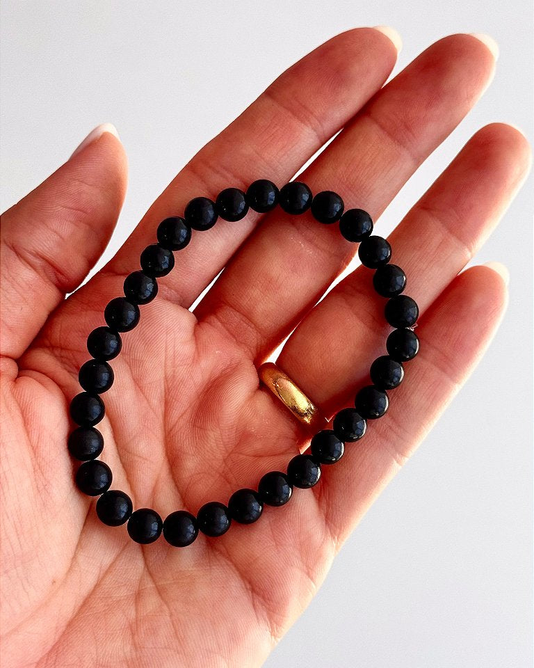 Pulseira de Shungita Redonda 6mm - Pedra da Vida; Recuperação e Purificação de Doenças