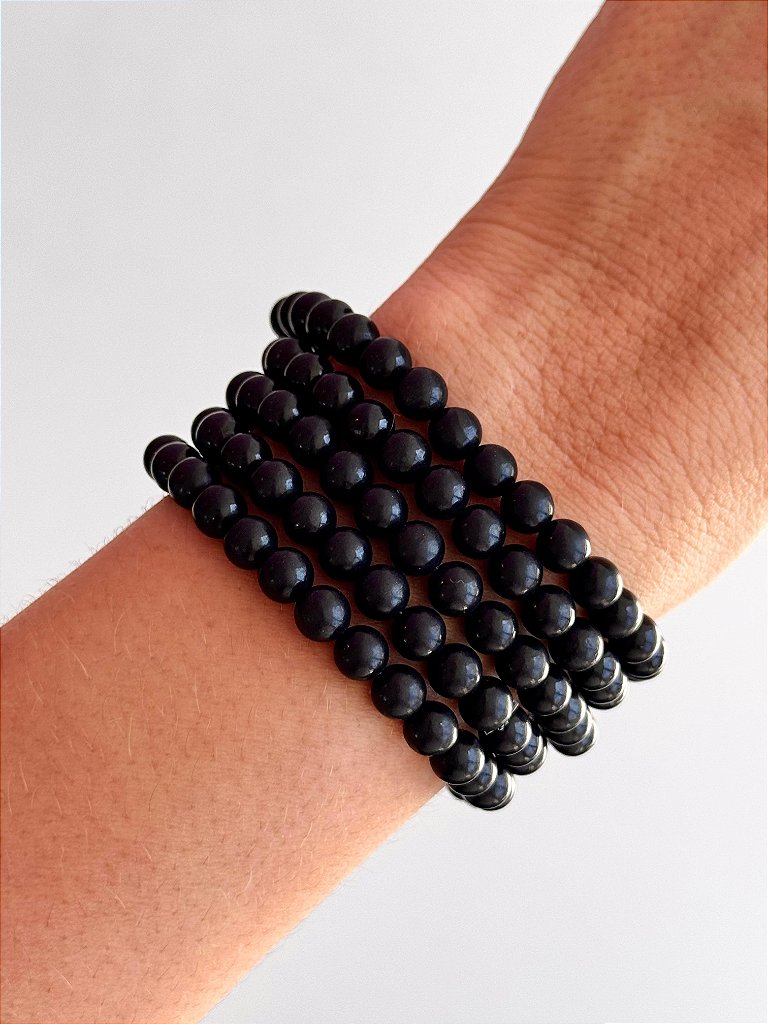 Pulseira de Shungita Redonda 6mm - Pedra da Vida; Recuperação e Purificação de Doenças