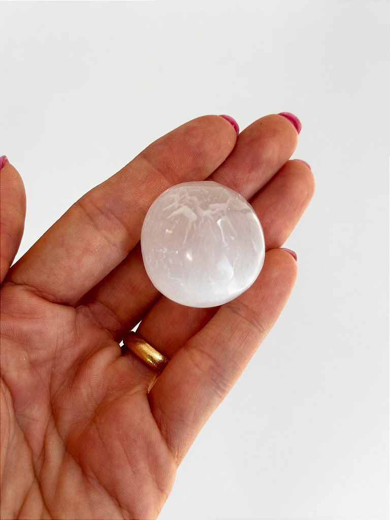 Esfera de Selenita Mini - Limpeza Energética; Paz de Espírito; Cansaço Mental e Dores