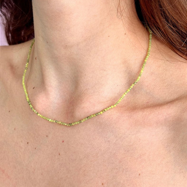 Colar Peridoto 2mm Multifacetada - Transformação; Mudanças Drásticas; Destino; Libera Tensões