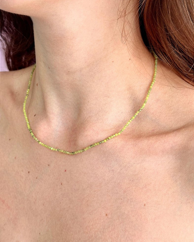 Colar Peridoto 2mm Multifacetada - Transformação; Mudanças Drásticas; Destino; Libera Tensões