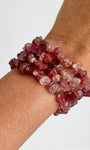 Pulseira de Quartzo Morango - Conexão Afetiva, Emoções Reprimidas, Cura, Acolhimento