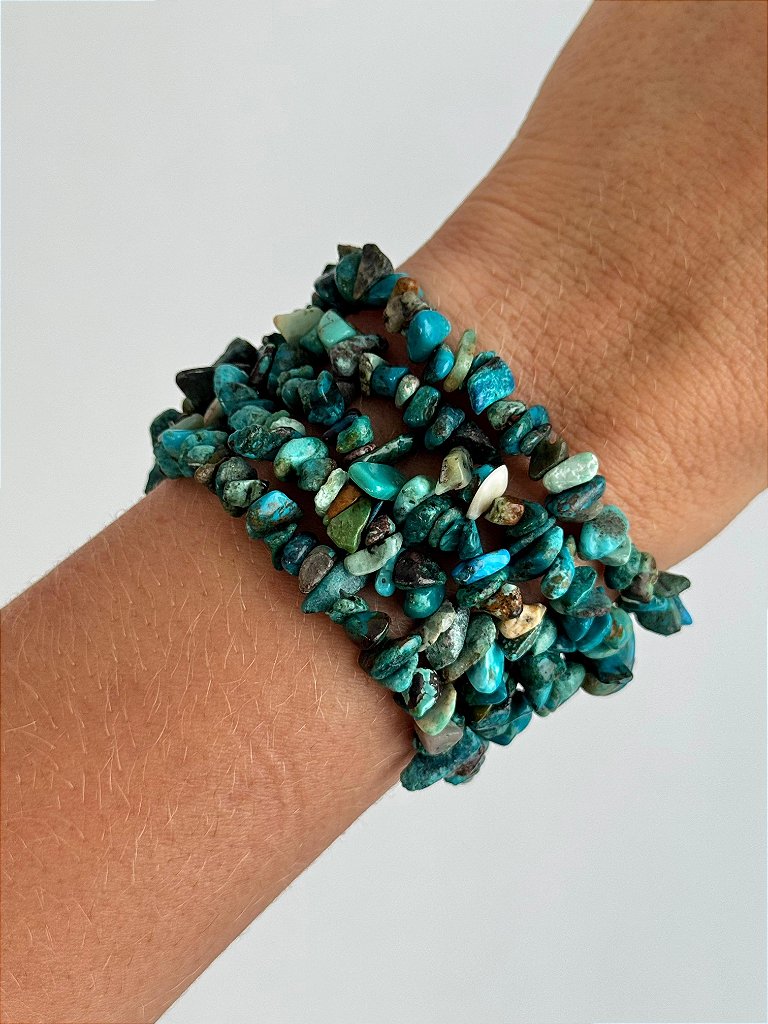Pulseira de Crisocola - Merecimento, Empoderamento, Criação de Novas Coisas, Criatividade, Fertilidade e Abundância