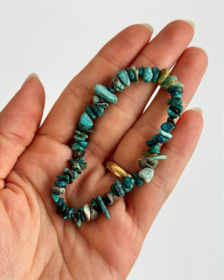 Pulseira de Crisocola - Merecimento, Empoderamento, Criação de Novas Coisas, Criatividade, Fertilidade e Abundância