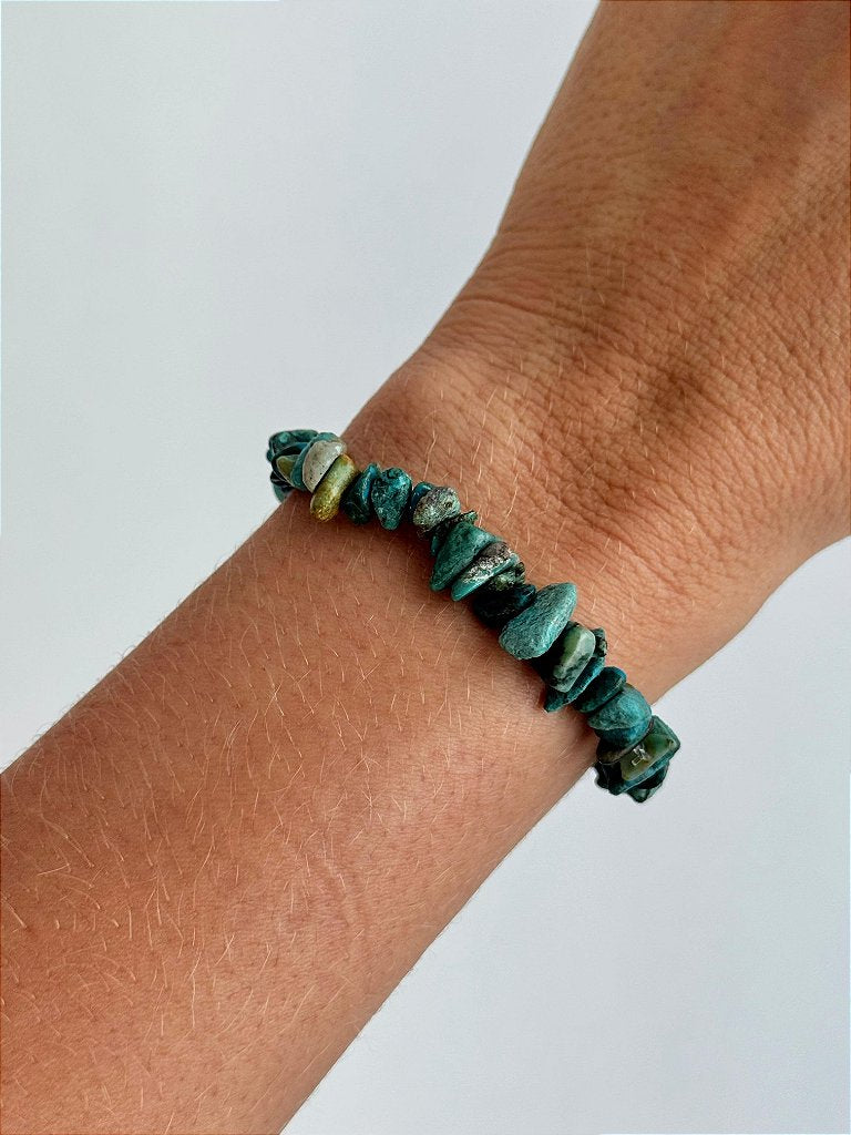 Pulseira de Crisocola - Merecimento, Empoderamento, Criação de Novas Coisas, Criatividade, Fertilidade e Abundância