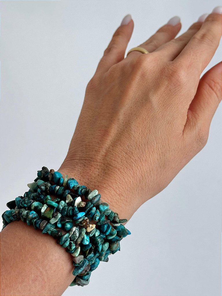 Pulseira de Crisocola - Merecimento, Empoderamento, Criação de Novas Coisas, Criatividade, Fertilidade e Abundância