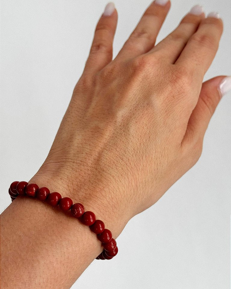 Pulseira de Jaspe Vermelho Redonda 6mm - Coragem, Atitude, Vitalidade e Saúde