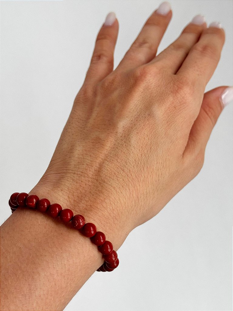 Pulseira de Jaspe Vermelho Redonda 6mm - Coragem, Atitude, Vitalidade e Saúde