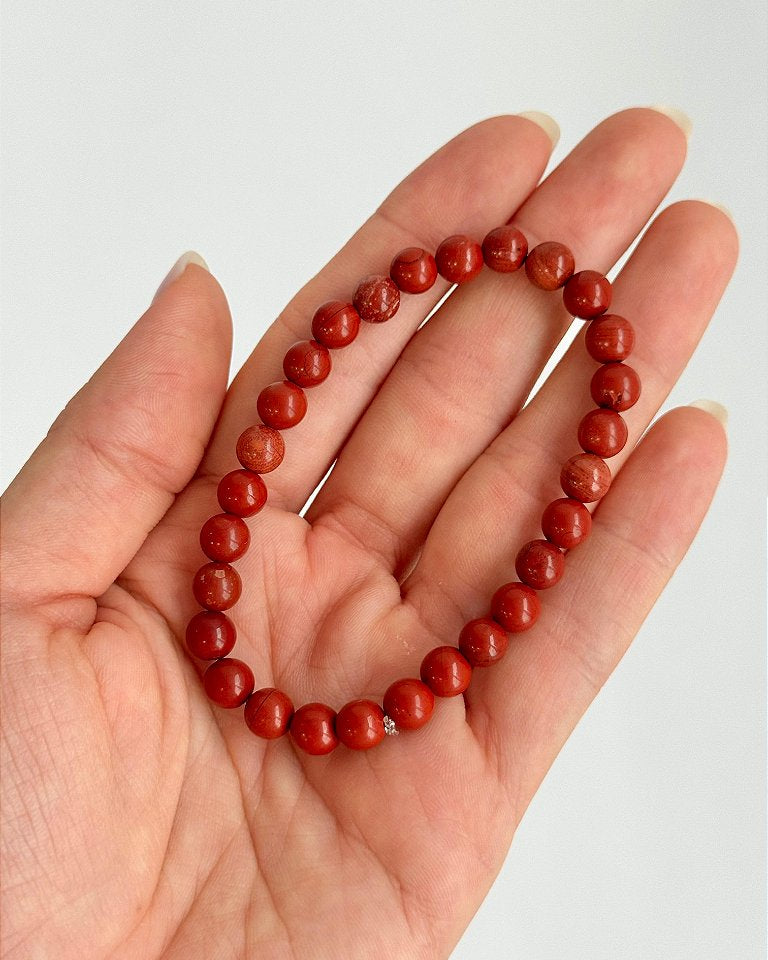 Pulseira de Jaspe Vermelho Redonda 6mm - Coragem, Atitude, Vitalidade e Saúde