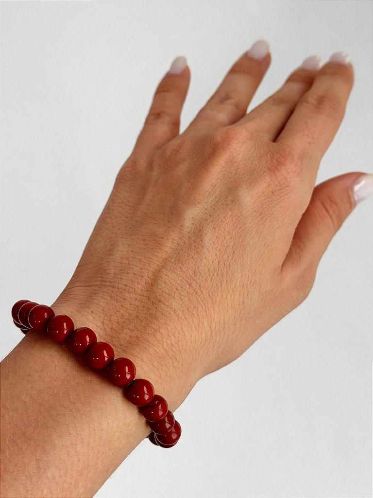 Pulseira de Jaspe Vermelho Redonda 8mm - Coragem, Atitude, Vitalidade e Saúde