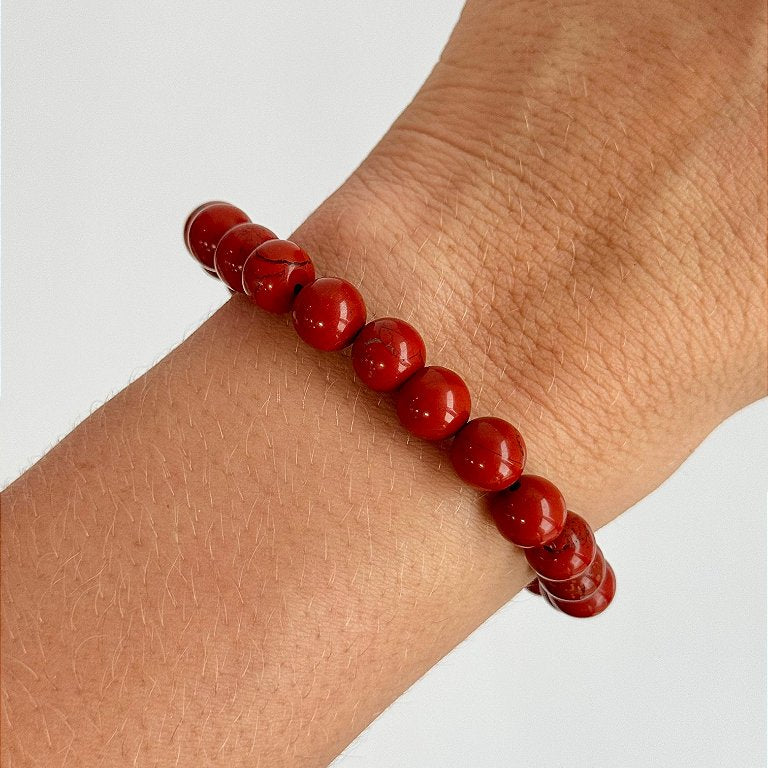 Pulseira de Jaspe Vermelho Redonda 8mm - Coragem, Atitude, Vitalidade e Saúde