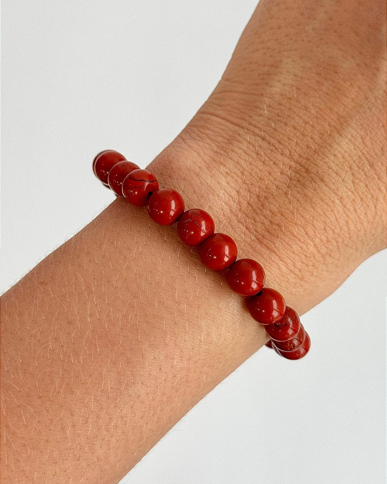 Pulseira de Jaspe Vermelho Redonda 8mm - Coragem, Atitude, Vitalidade e Saúde