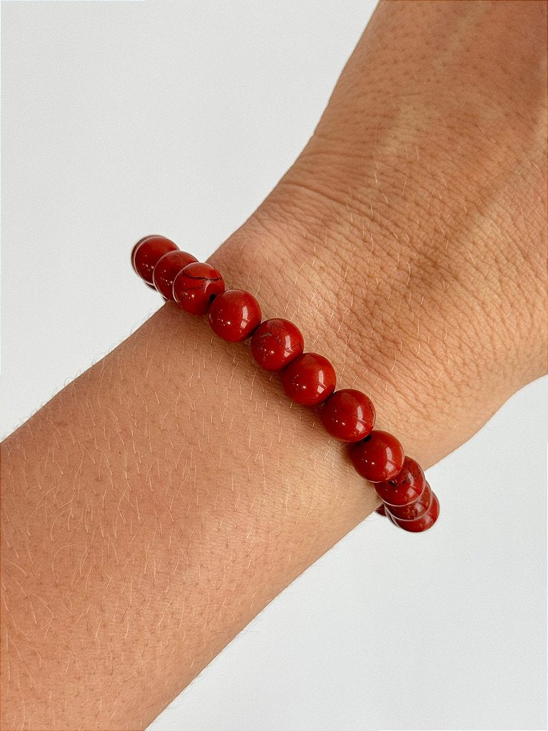 Pulseira de Jaspe Vermelho Redonda 8mm - Coragem, Atitude, Vitalidade e Saúde