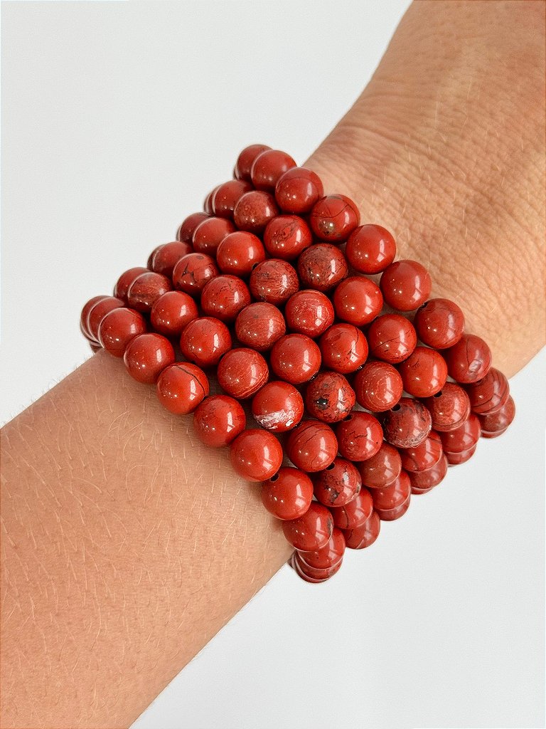 Pulseira de Jaspe Vermelho Redonda 8mm - Coragem, Atitude, Vitalidade e Saúde