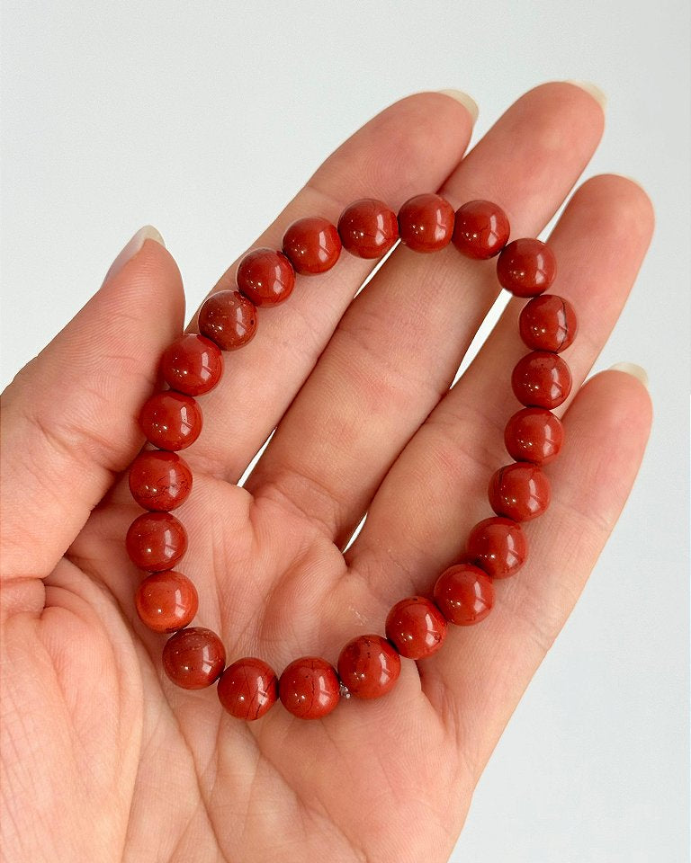 Pulseira de Jaspe Vermelho Redonda 8mm - Coragem, Atitude, Vitalidade e Saúde