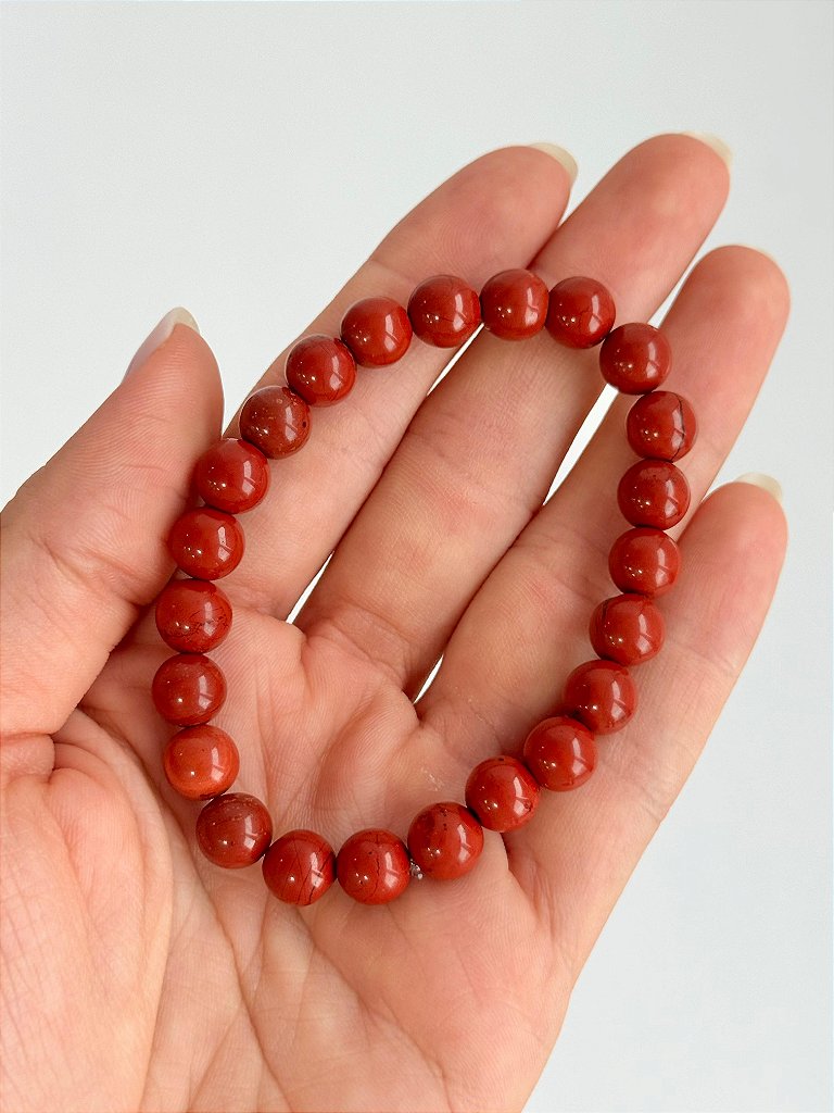 Pulseira de Jaspe Vermelho Redonda 8mm - Coragem, Atitude, Vitalidade e Saúde