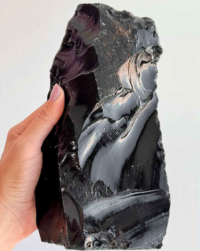 Obsidiana - Base Serrada GRANDE 20cm - Proteção, Centramento e Autoconhecimento