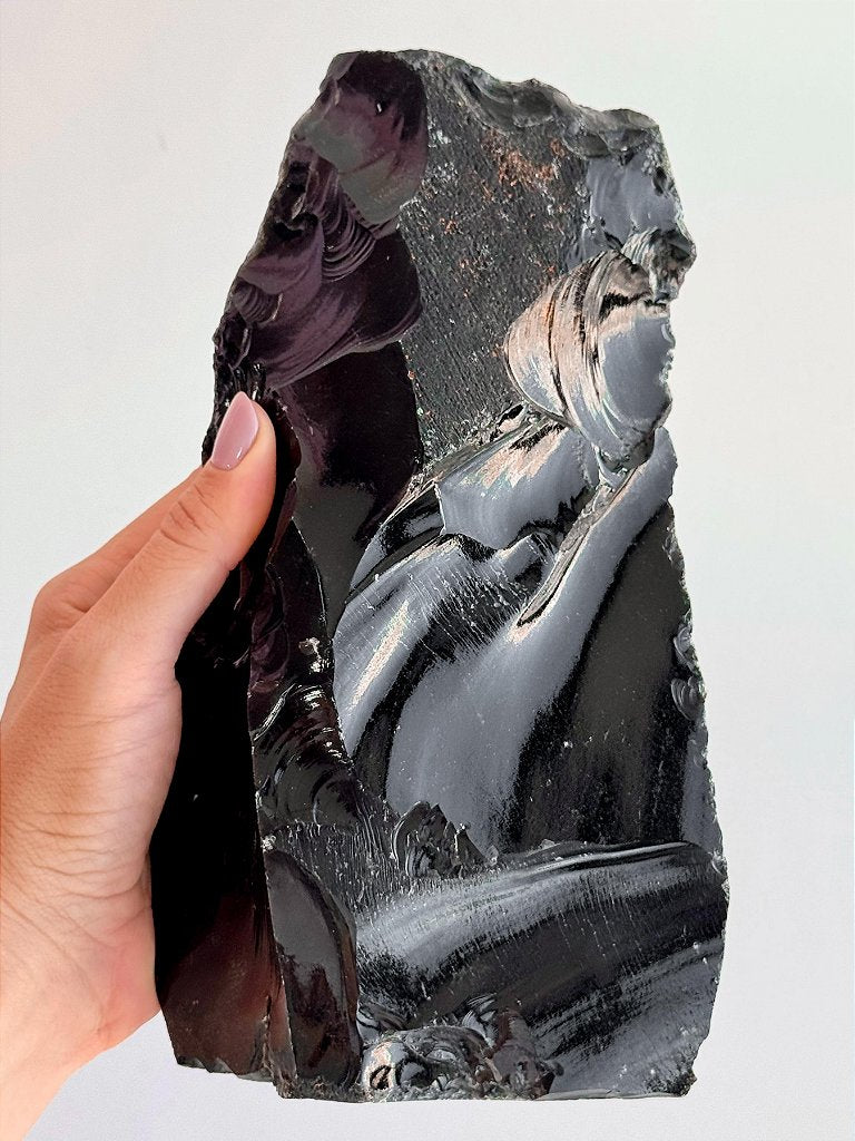 Obsidiana - Base Serrada GRANDE 20cm - Proteção, Centramento e Autoconhecimento