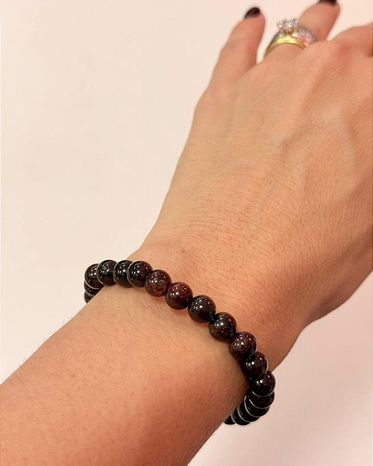 Pulseira de Granada Redonda 6mm - Poder Sexual, Ousadia, Autoestima, Paixão e Desejo