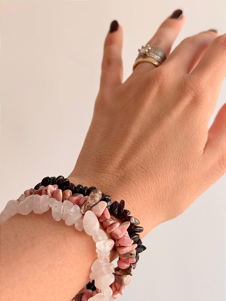 Conjunto Autoestima e Amor-próprio - Rodocrosita, Quartzo Rosa e Granada